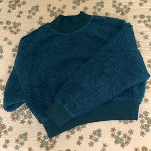 Fabletics Teal Sherpa Pullover Sweater
